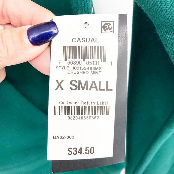 IDEOLOGY Women's Sweatshirt XS Green Crushed Mint Colorblocked Quarter-zip NWT - Picture 10 of 10